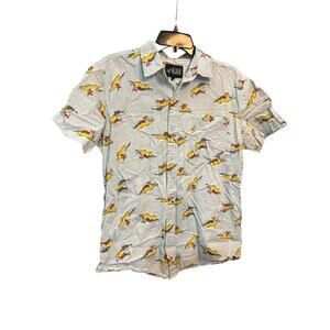 XXX Rude Surfing Corgi Men’s Button Up Shirt Size Small